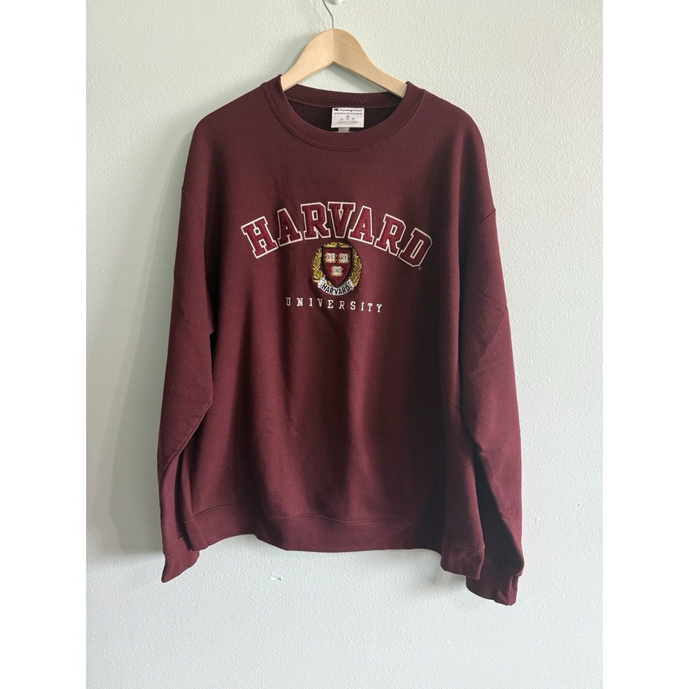 Harvard University Champion Crew Neck Sweatshirt Mens XL Embroidered Pullover